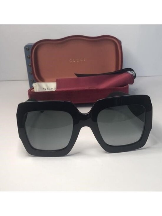 - ??? - New Authentic GUCCI Square Frame Glitter GG0102S Sunglasses Black main image 4